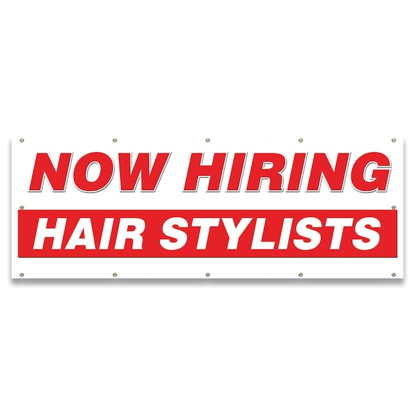 Now Hiring Hair Stylists Banner Apply Inside Accepting Application Single Sided